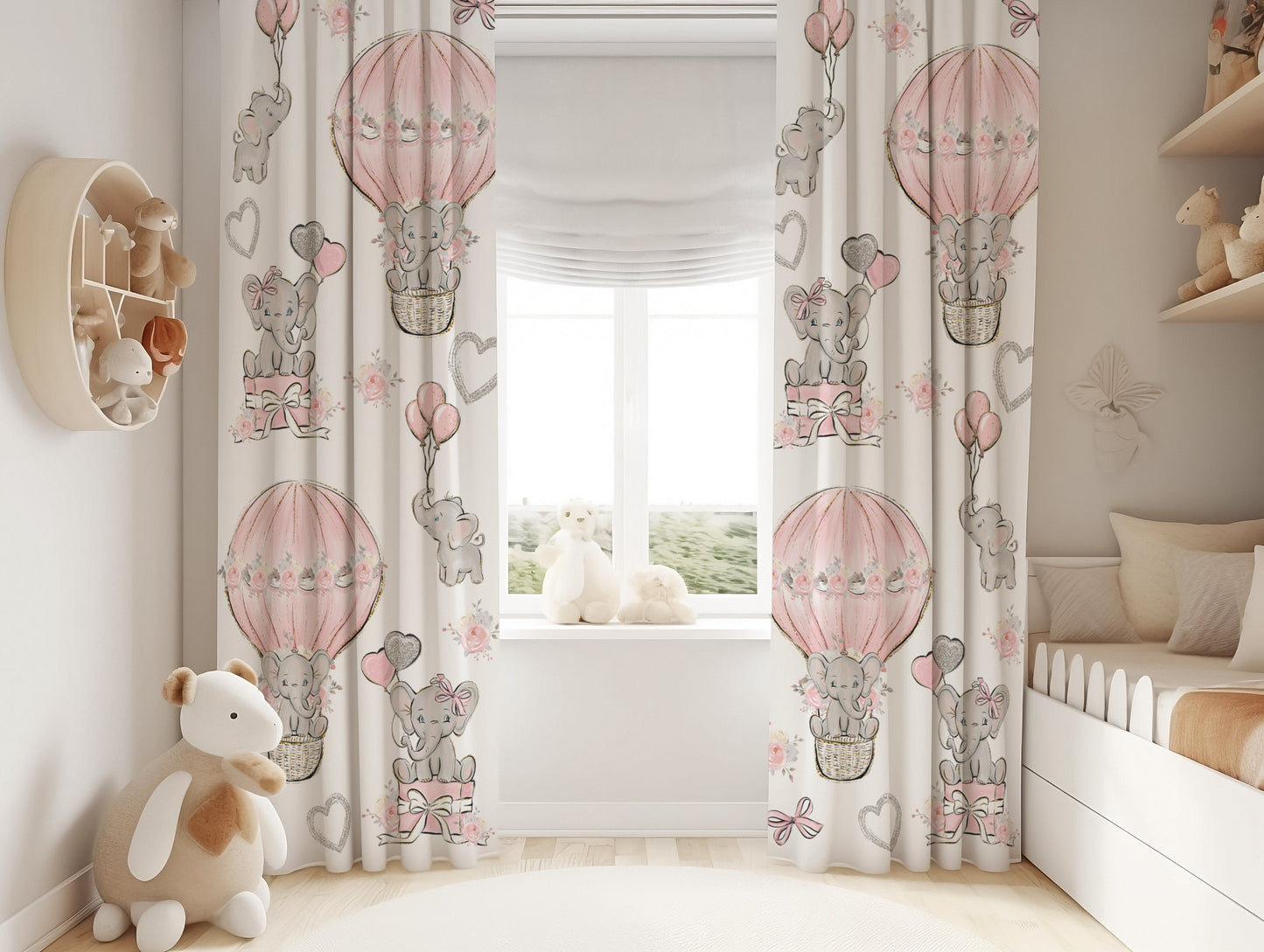 Pink Elephants Blackout Curtains