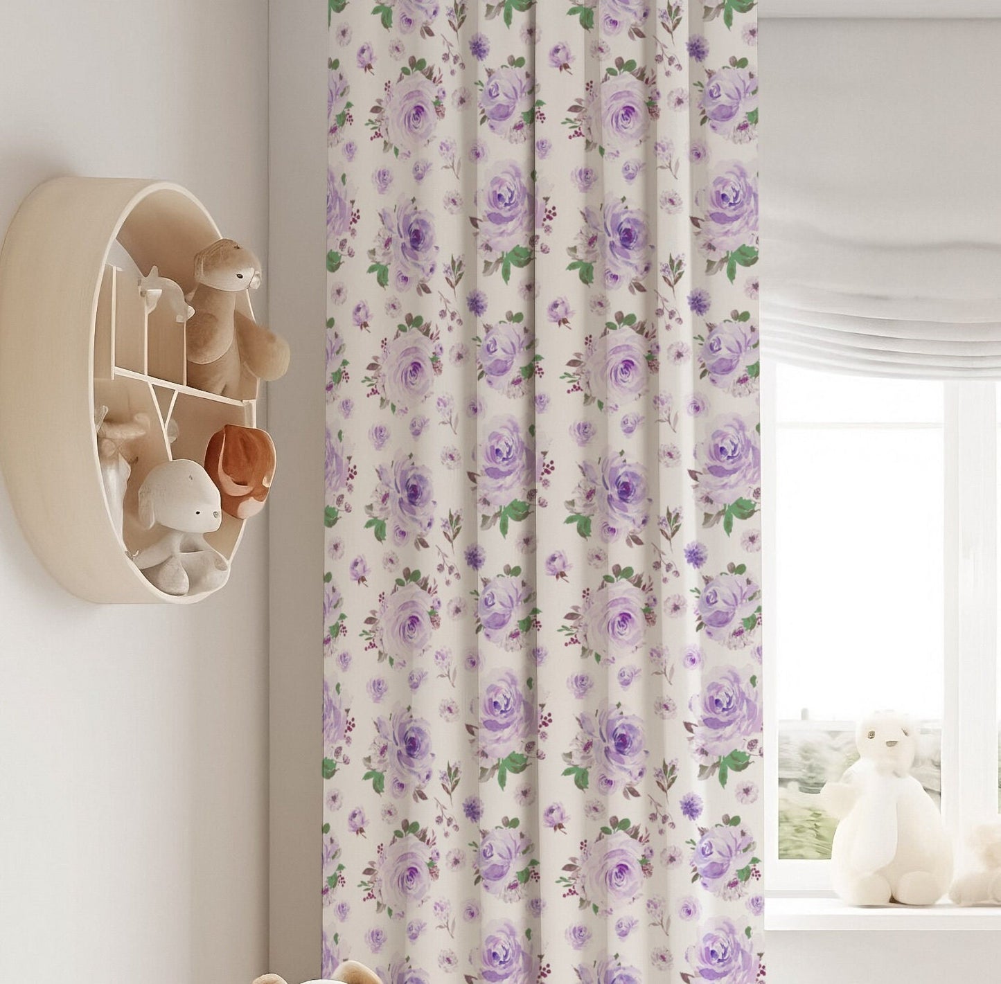 Purple Florals Blackout Curtains