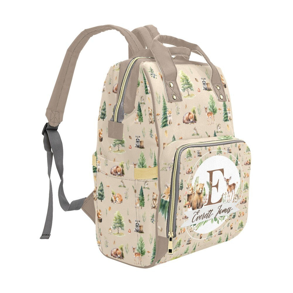 Beige Woodland Personalized Diaper Bag