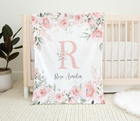 Gentle Pink Personalized Blanket for Girl