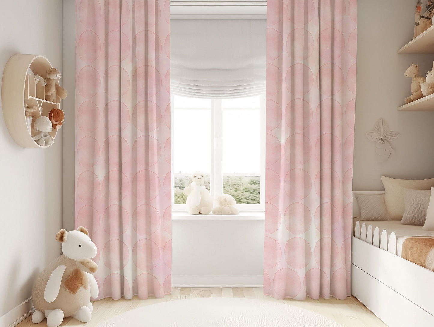 Pink Whimsical Dots Blackout Curtains