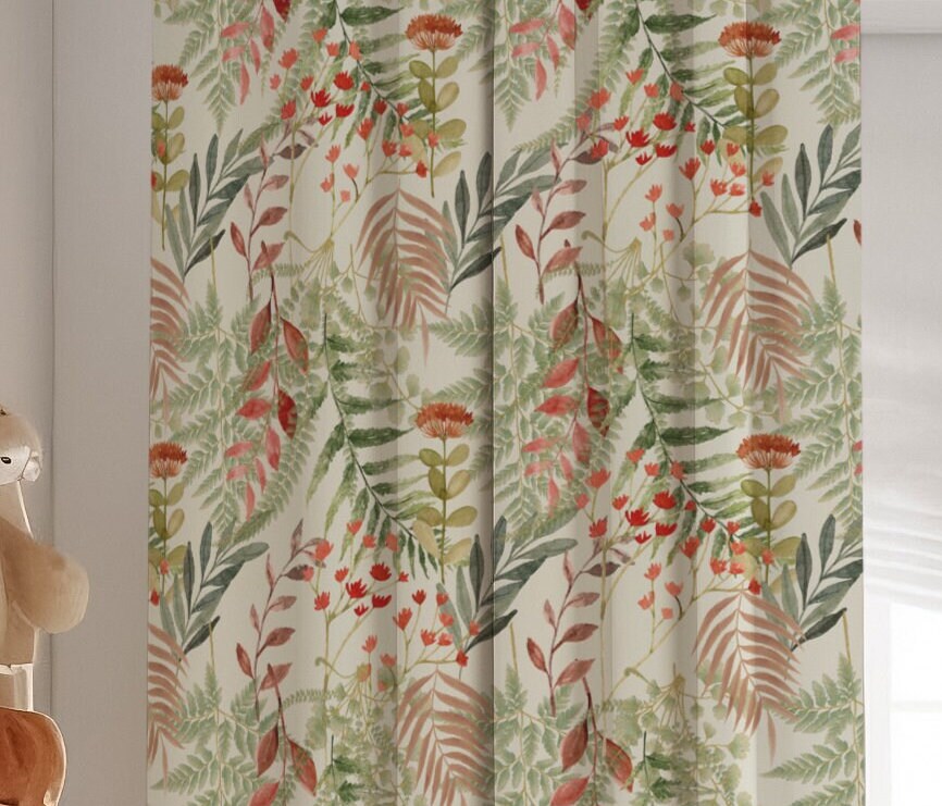 Vintage Green and Orange Blackout Curtains