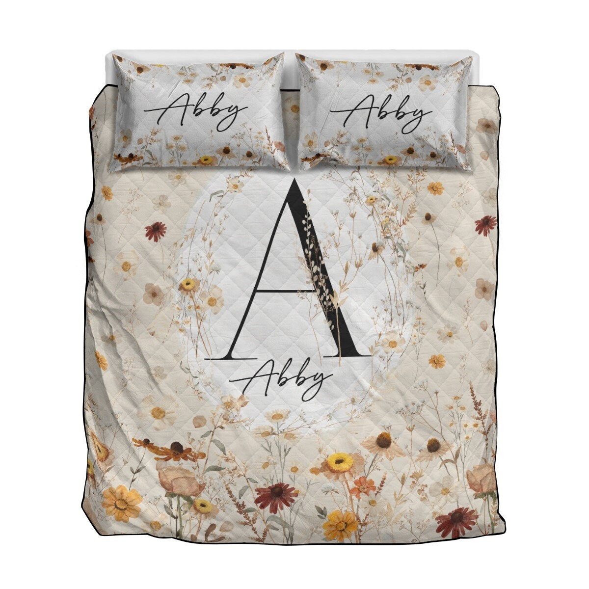 Wildflowers Personalized Quilted Bedspread Set