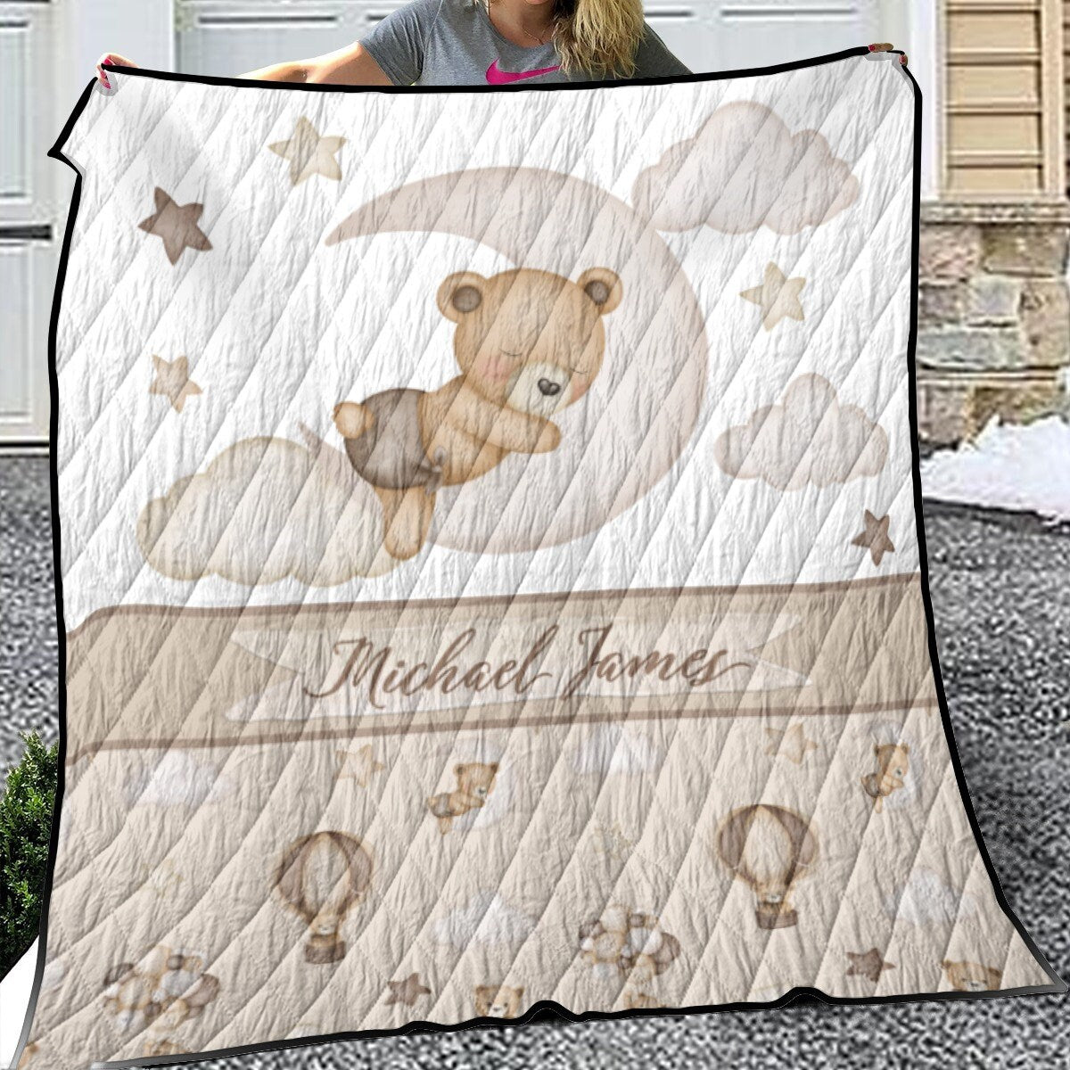 Teddy Bears Personalized Quilted Bedspread Set