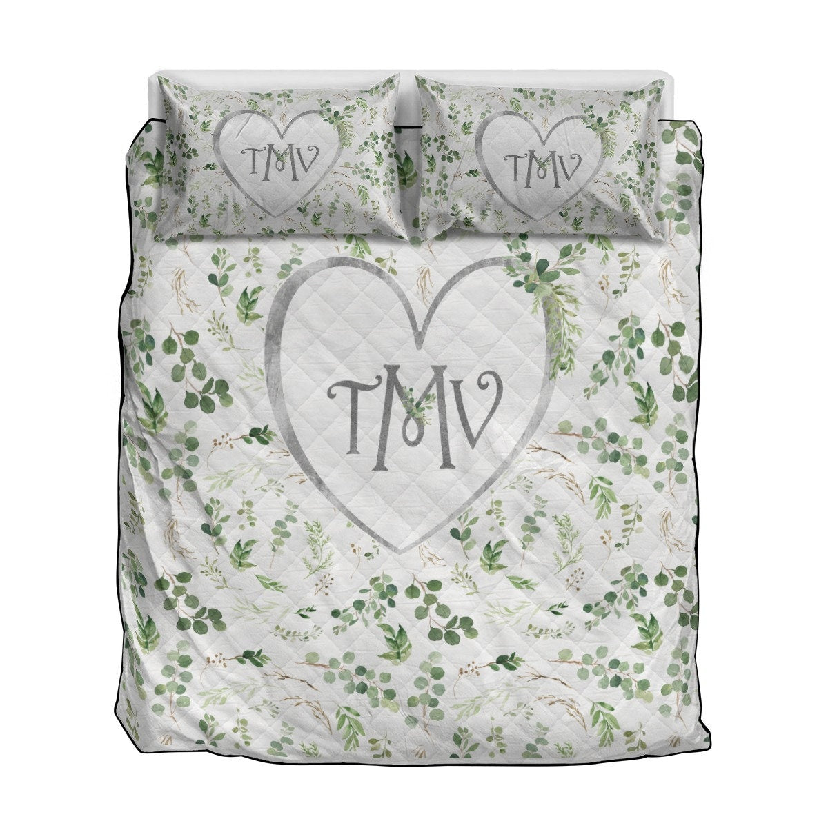 Greenery Personalized Quilted Bedspread Set