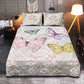 Grey Flowers with Butterflies Personalized Quilted Bedspread Set