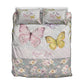 Grey Flowers with Butterflies Personalized Quilted Bedspread Set