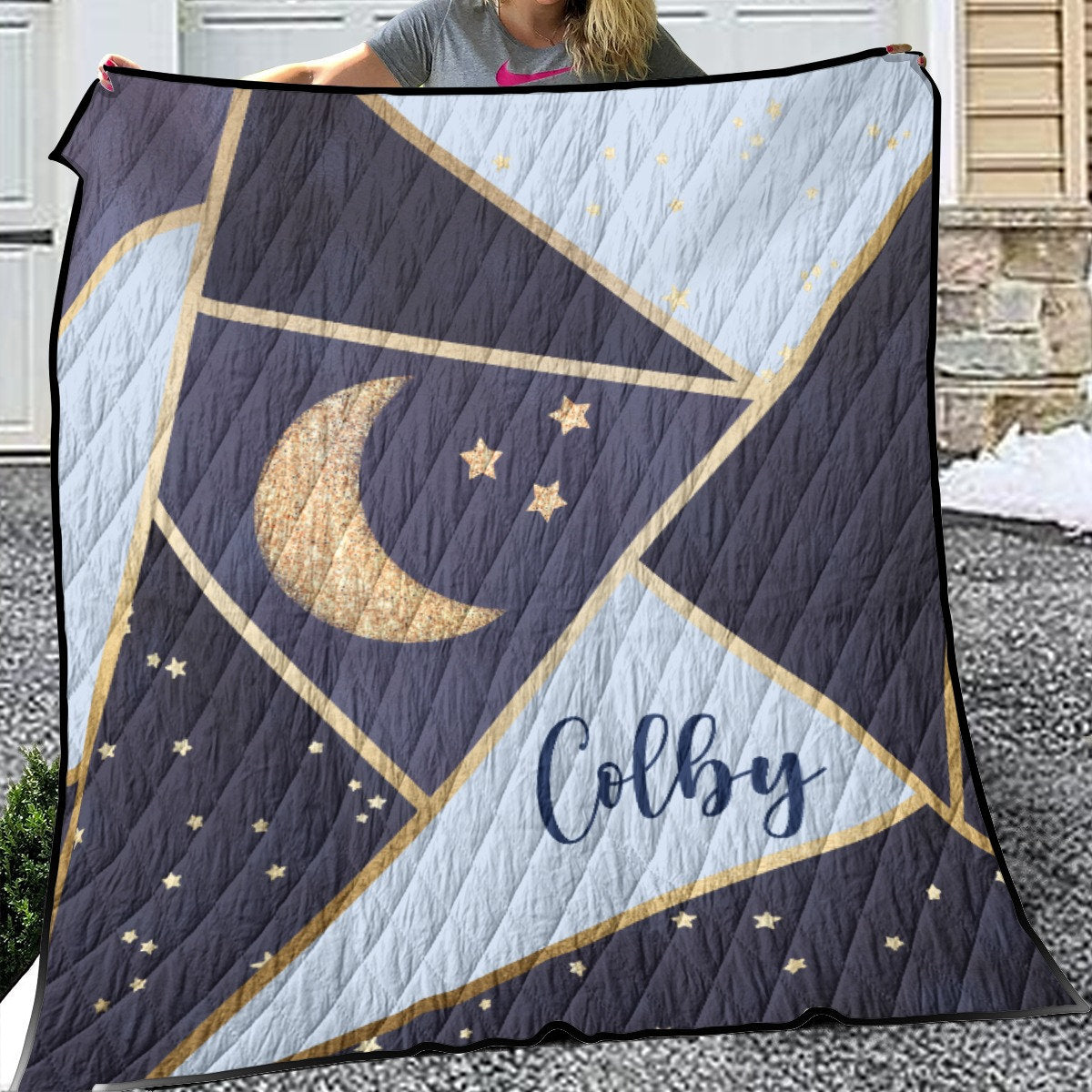 Moon and Stars Personalized Quilted Bedspread Set