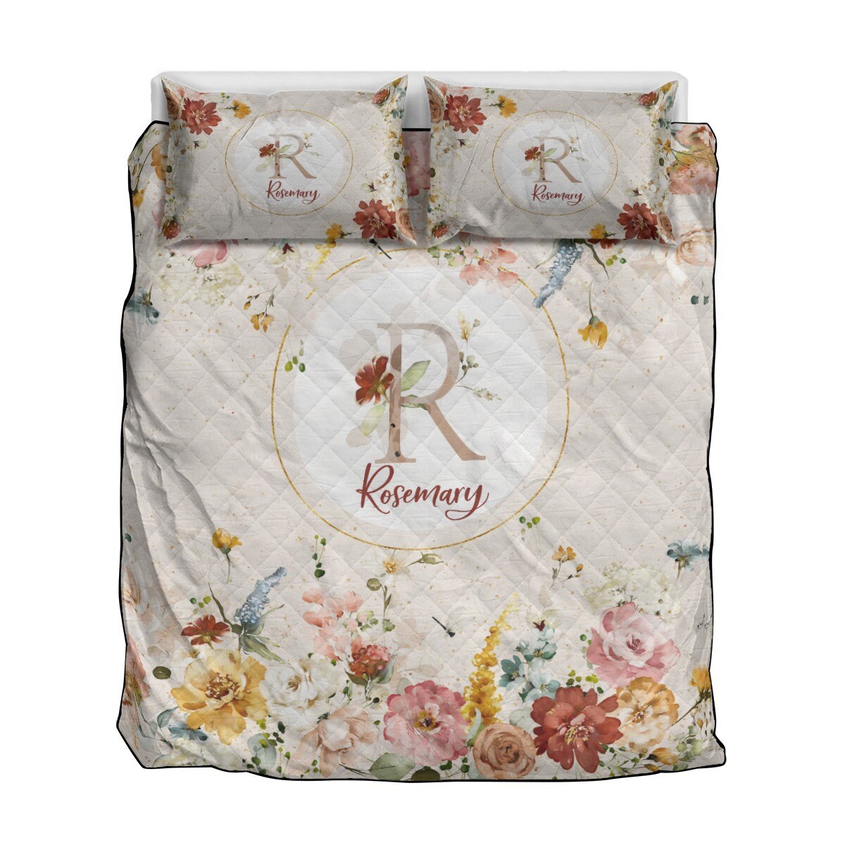 Rust Garden Personalized Quilted Bedspread Set