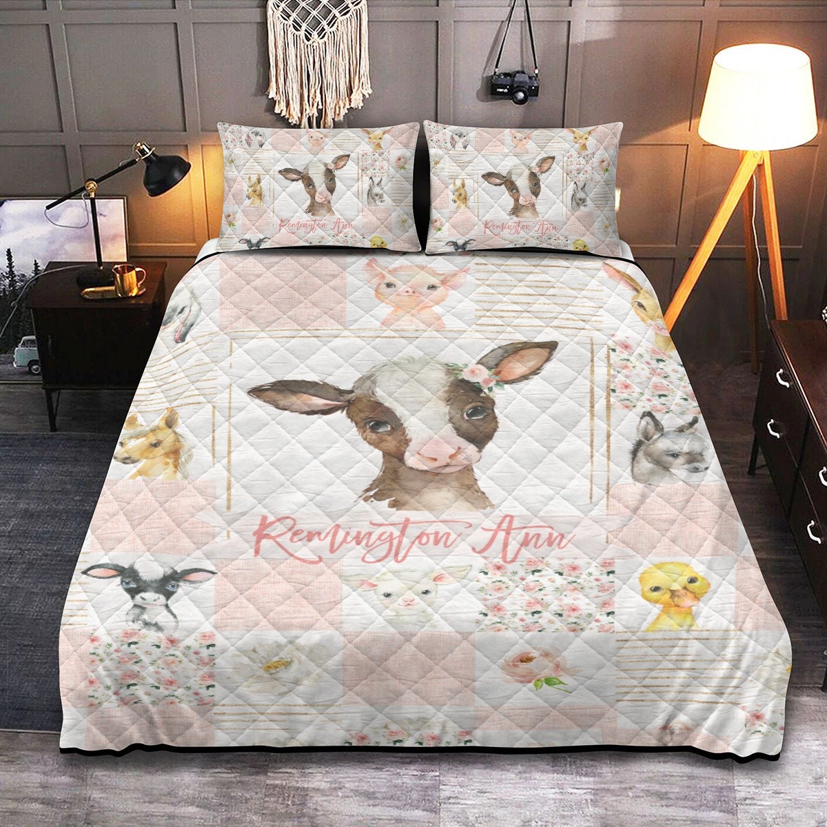 Farm Animals Personalized Quilted Bedspread