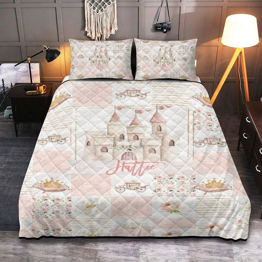 Blush Florals Royal Patchwork Personalized Quilted Bedspread Set