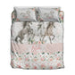 Horses Blush Florals Personalized Quilted Bedspread