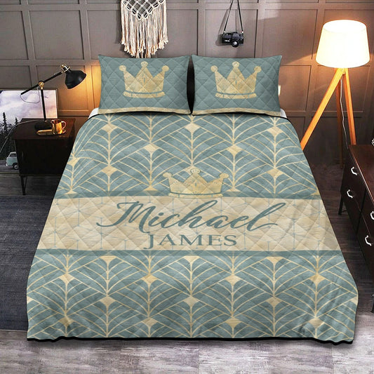 Royal Green Personalized Quilted Bedspread Set