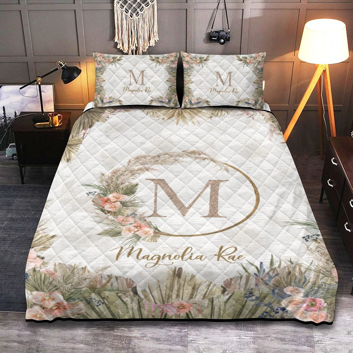 Dry Grass Personalized Quilted Bedspread Set