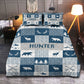 Navy Blue Woodland Personalized Quilted Bedspread Set