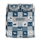 Navy Blue Woodland Personalized Quilted Bedspread Set