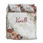 Brown Flowers Personalized Quilted Bedspread Set