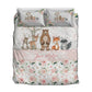 Blush Florals with Bear and Friends Personalized Quilted Bedspread Set