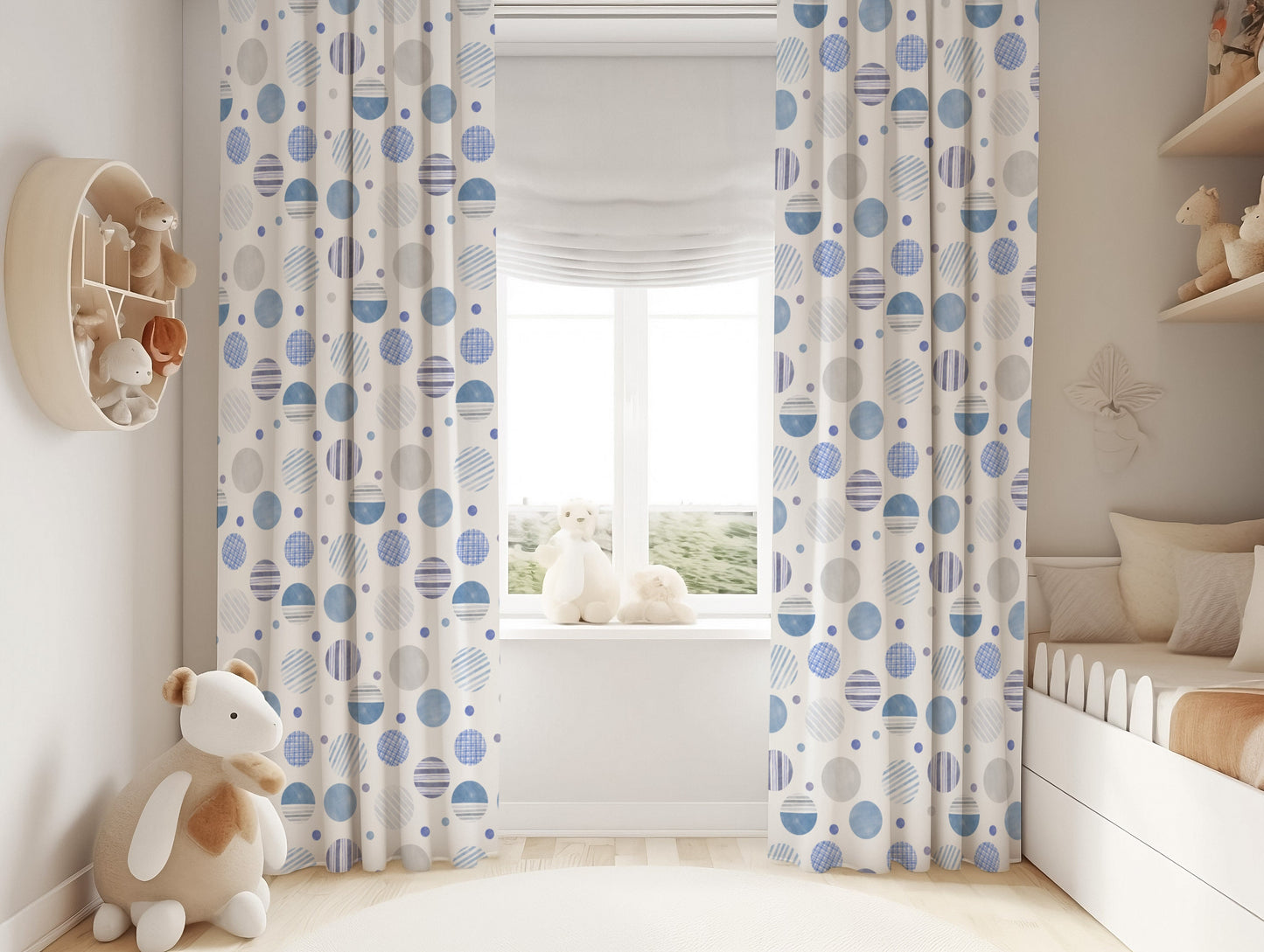 Dotted Blue Blackout Curtains