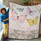 Grey Flowers with Butterflies Personalized Quilted Bedspread Set