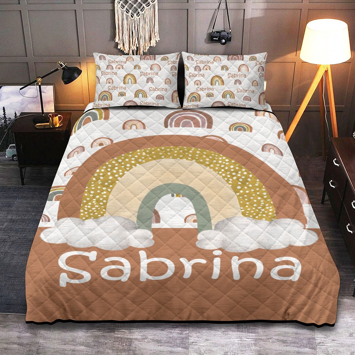 Rainbows Personalized Quilted Bedspread Set