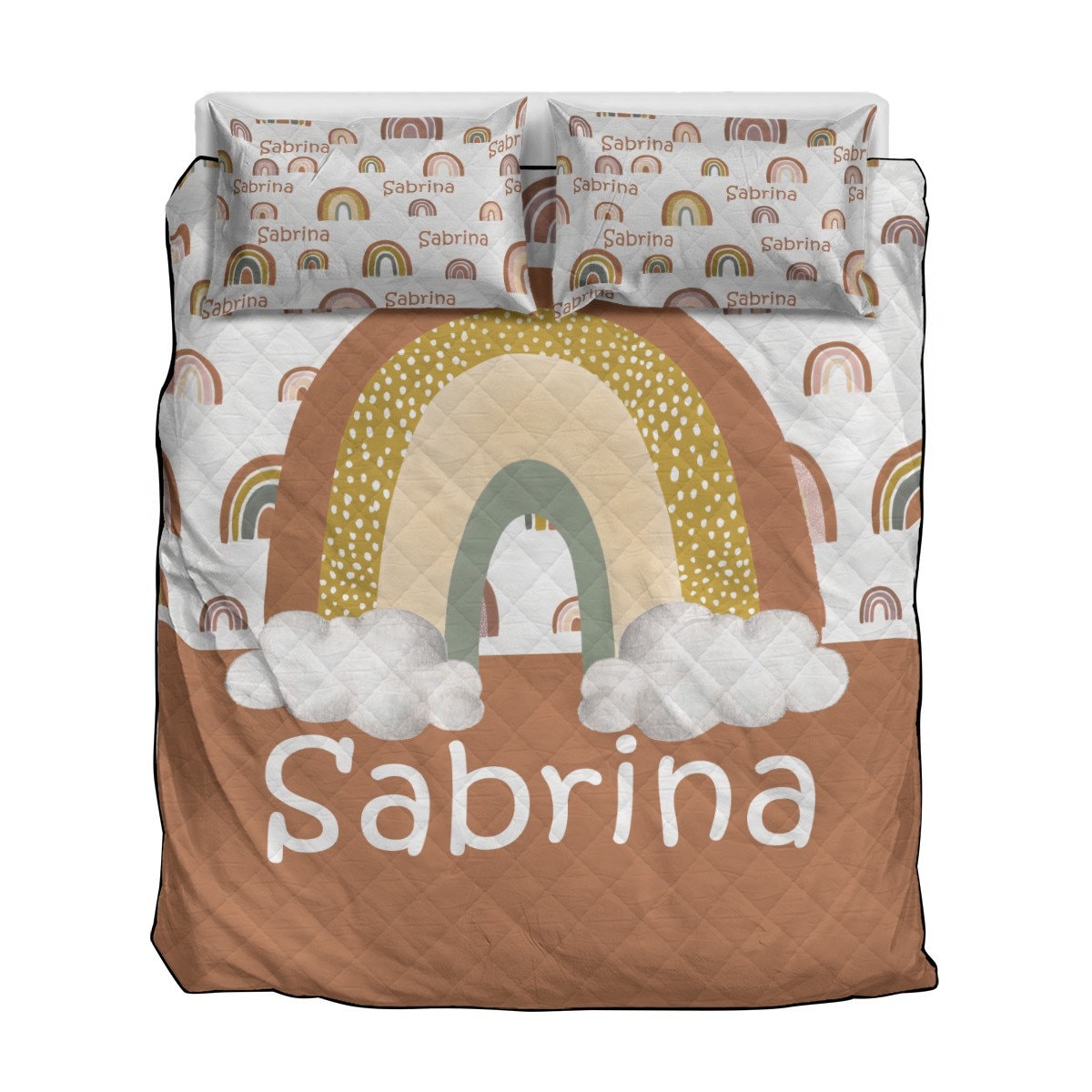 Rainbows Personalized Quilted Bedspread Set