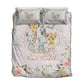 Roses Garden with Safari Animals Personalized Quilted Bedspread Set