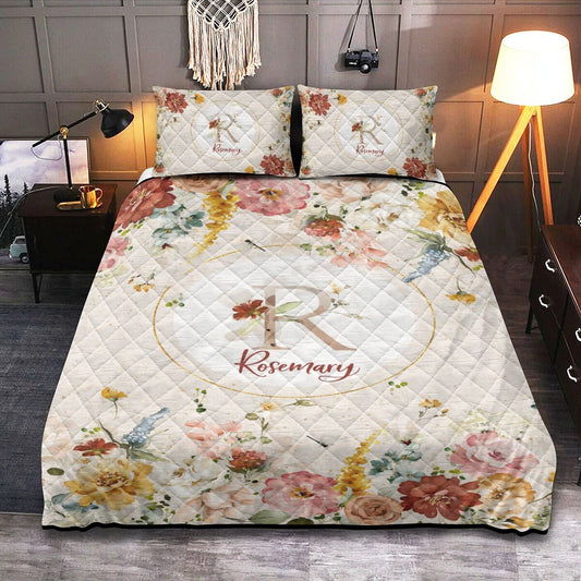 Rust Garden Personalized Quilted Bedspread Set