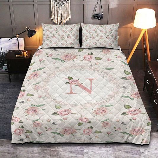 Vintage Roses Personalized Quilted Bedspread Set