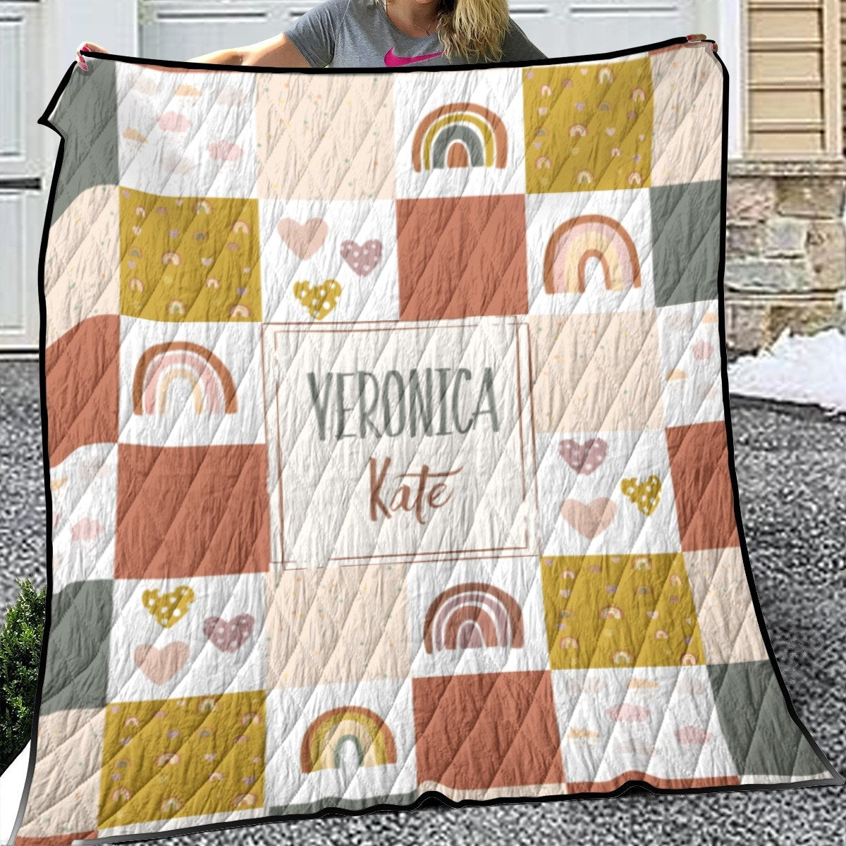 Rainbows Patchwork Personalized Quilted Bedspread Set