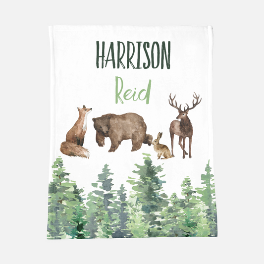Forest Animals Personalized Blanket for Boy
