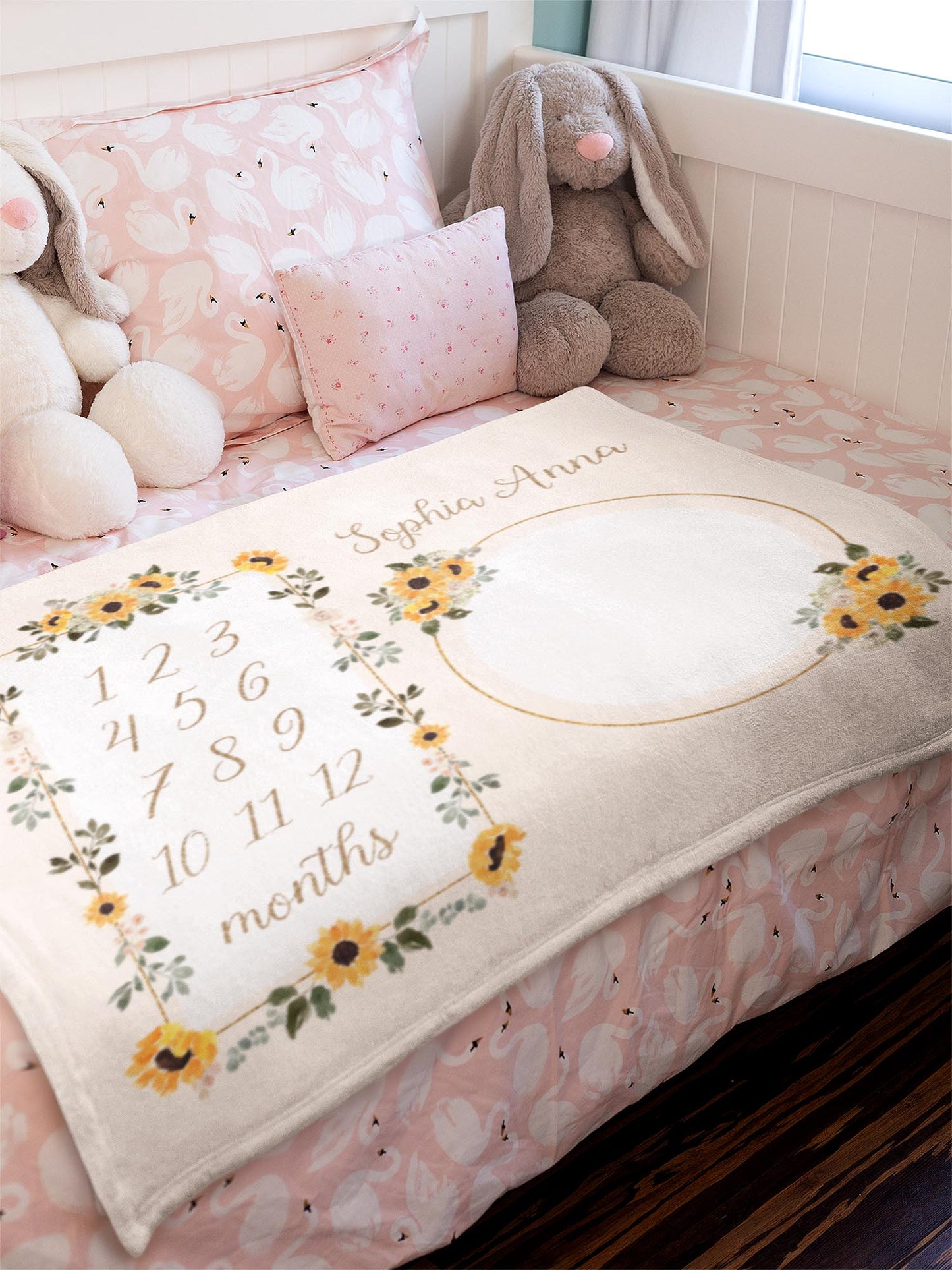 Hello Sunshine Sunflower Milestone Blanket for Girl