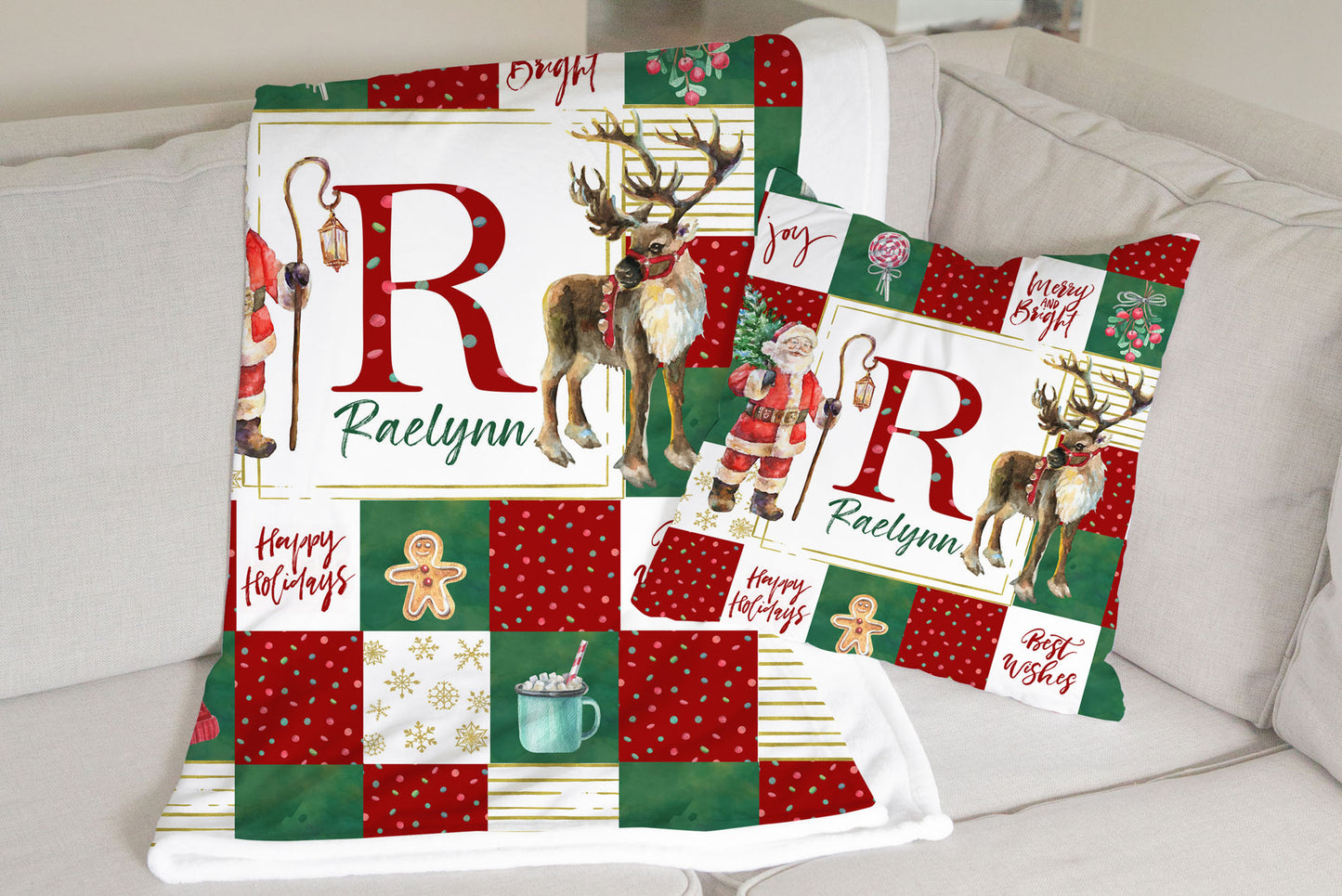 Christmas Monogrammed Personalized Pillow