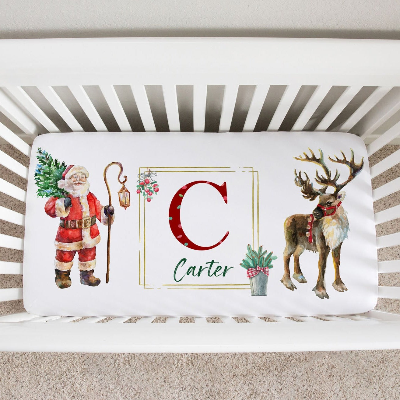 Christmas Personalized Crib Sheet