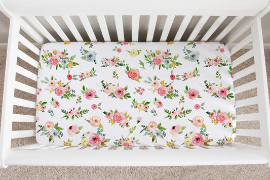 Summer Meadow Patterned Crib Sheet for Girl