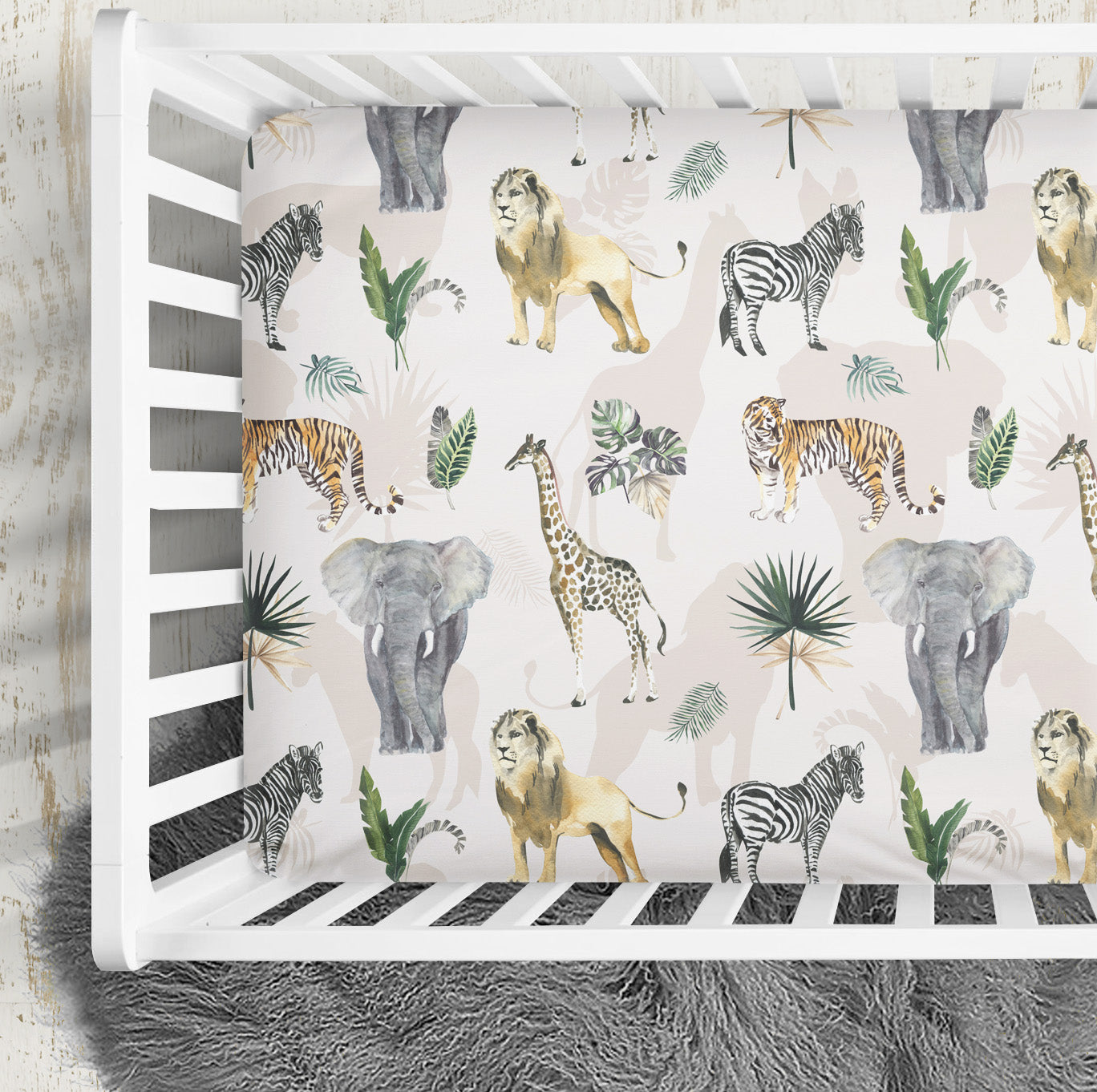 Safari Animals Crib Sheet for Boy
