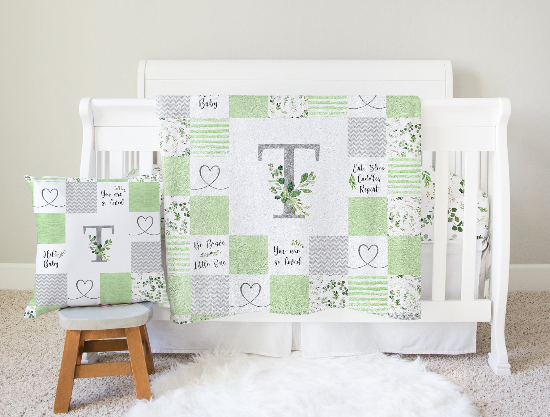 Greenery crib 2024 bedding set