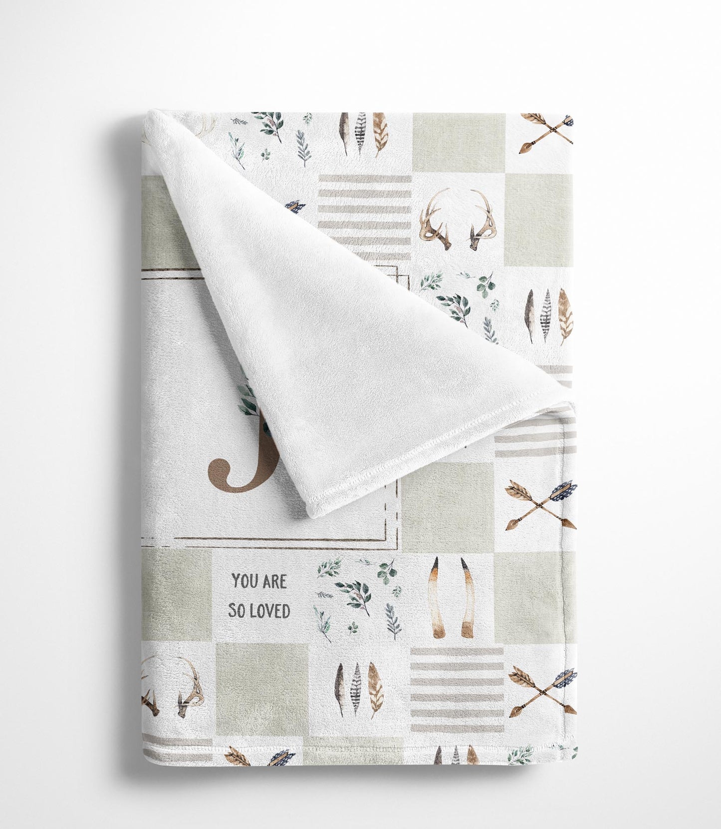 Boho Antlers Quilt Inspired Monogrammed Blanket