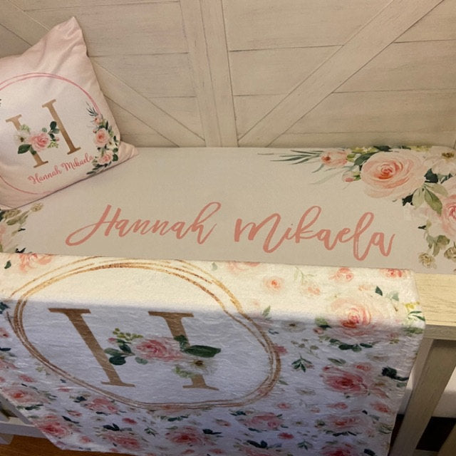 Blush Florals Personalized Crib Sheet for Girl