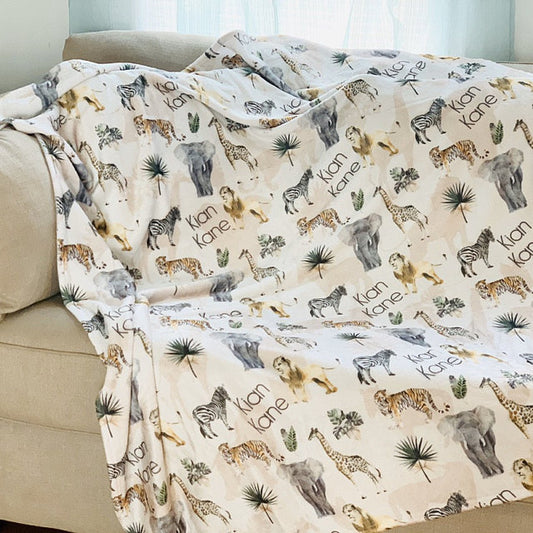 Safari Animals Swaddle Blanket for Boy