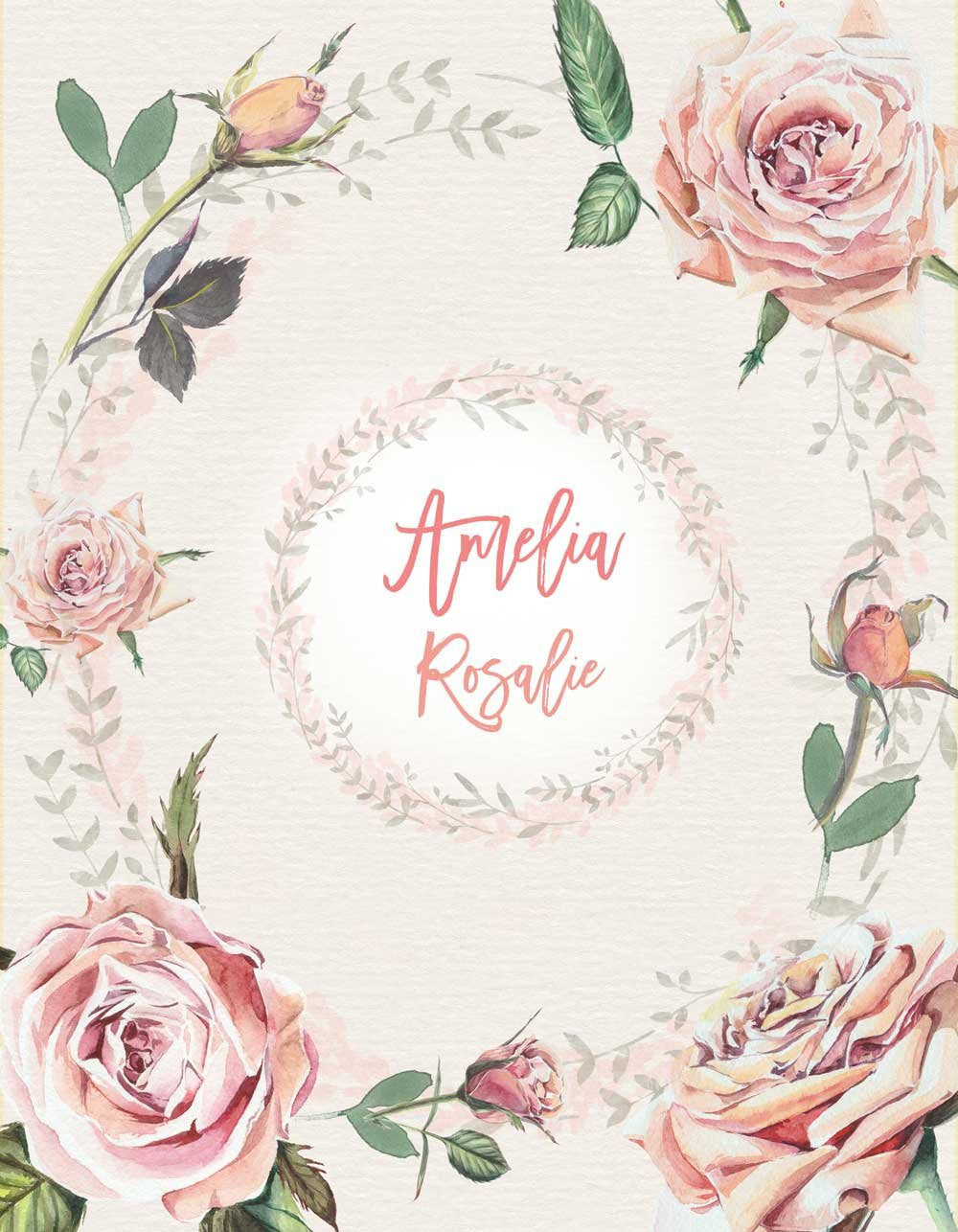 Vintage Roses Personalized Duvet Cover for Girl
