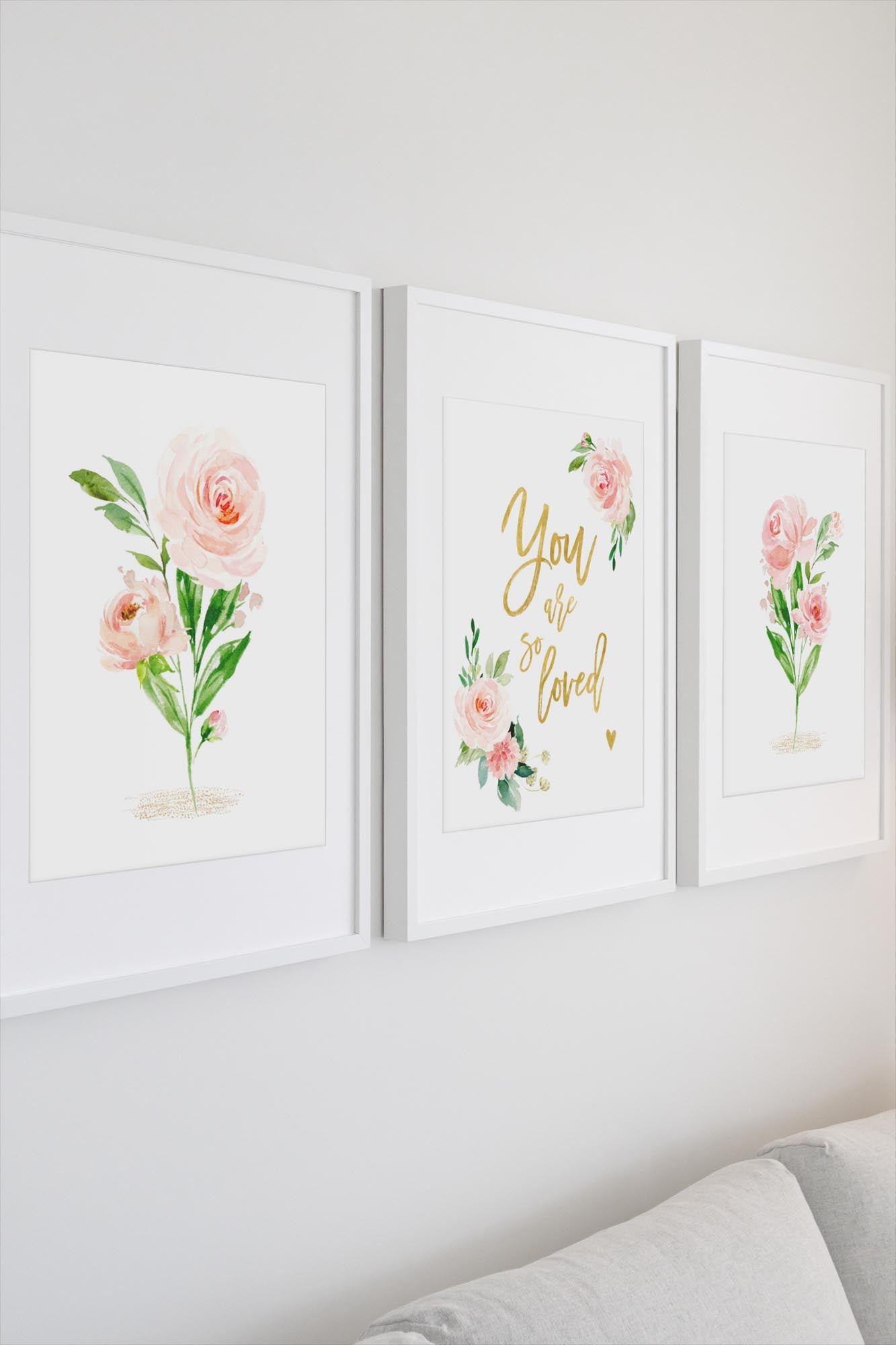 Blush Florals 3 Piece Wall Art