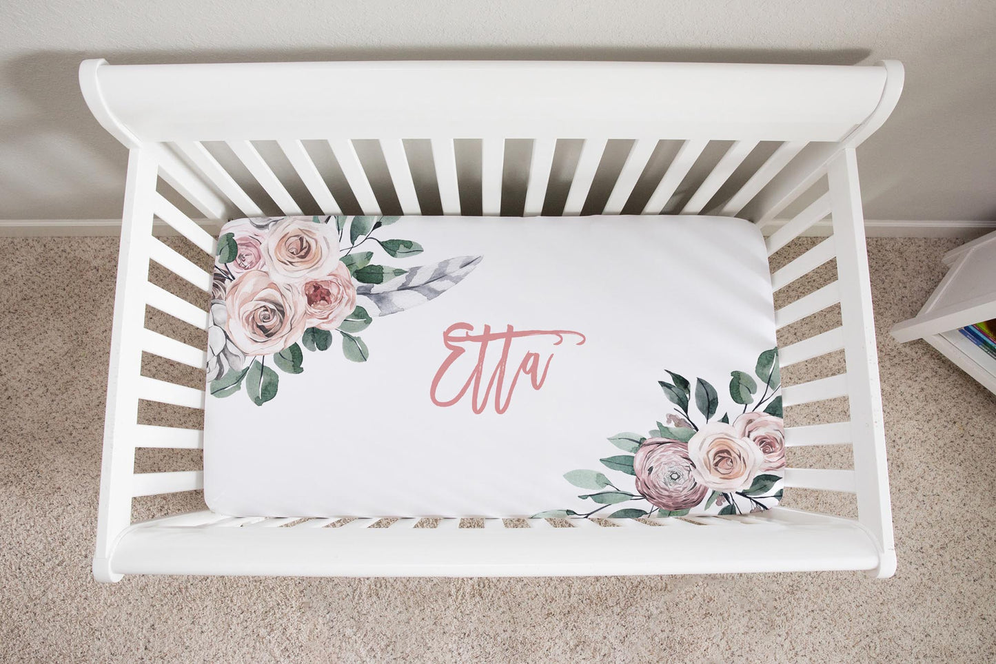 Modern Boho Personalized Crib Sheet for Girl