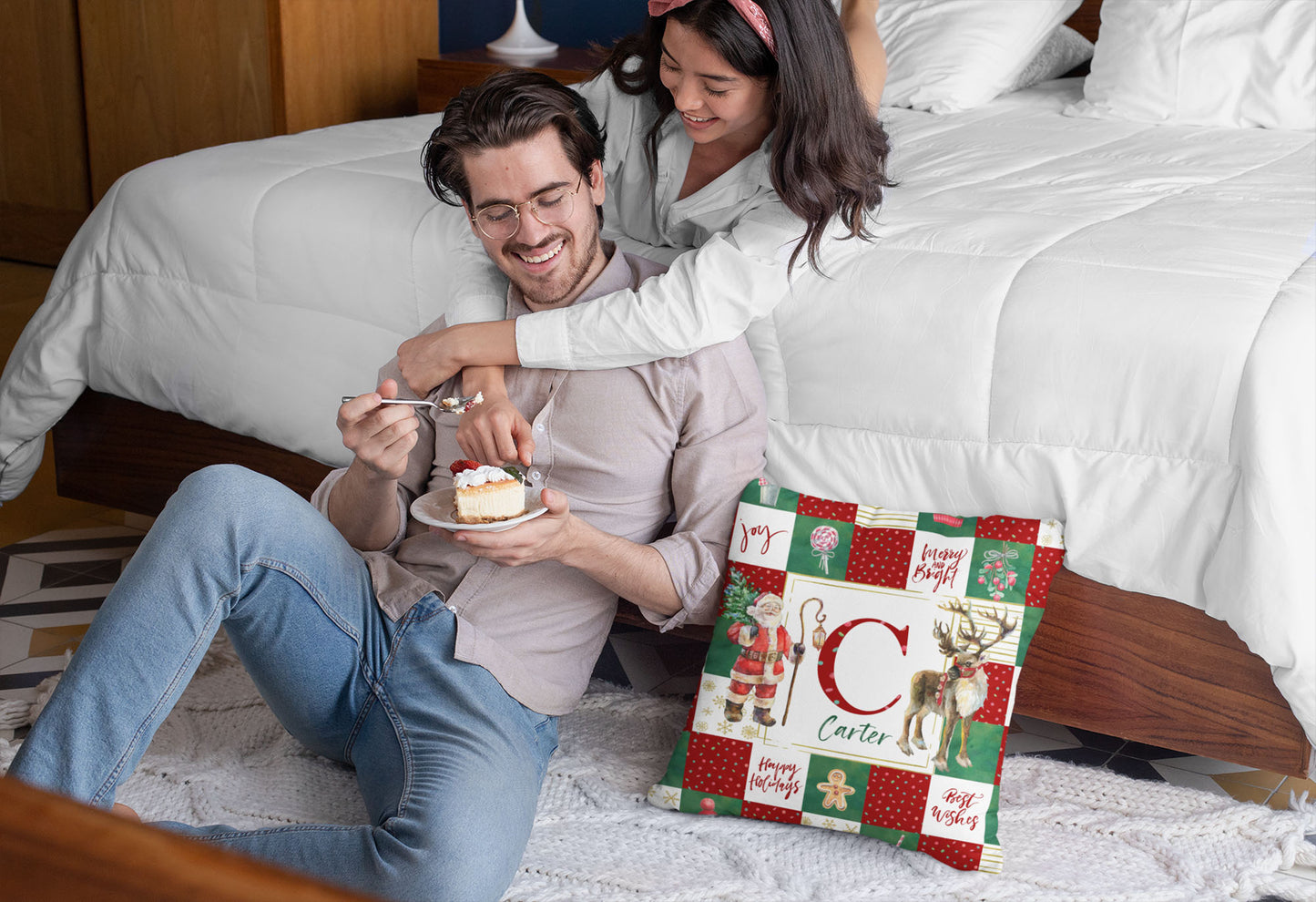 Christmas Monogrammed Personalized Pillow