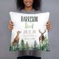 Forest Animals Birth Stat Pillow for Boy