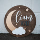 Custom Personalized Wooden Name Sign Moon and Stars