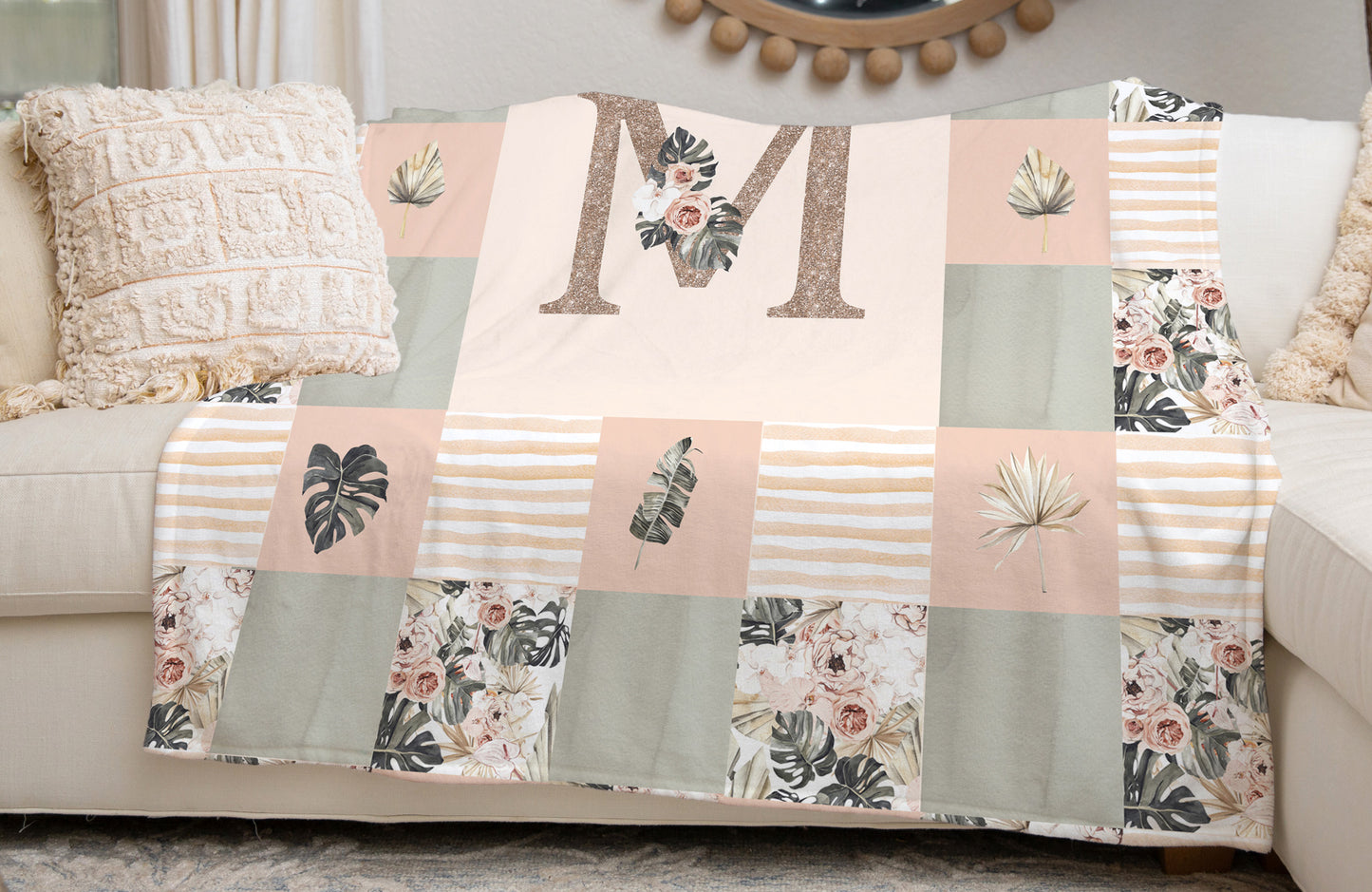 Modern Tropics Quilt Inspired Monogrammed Blanket