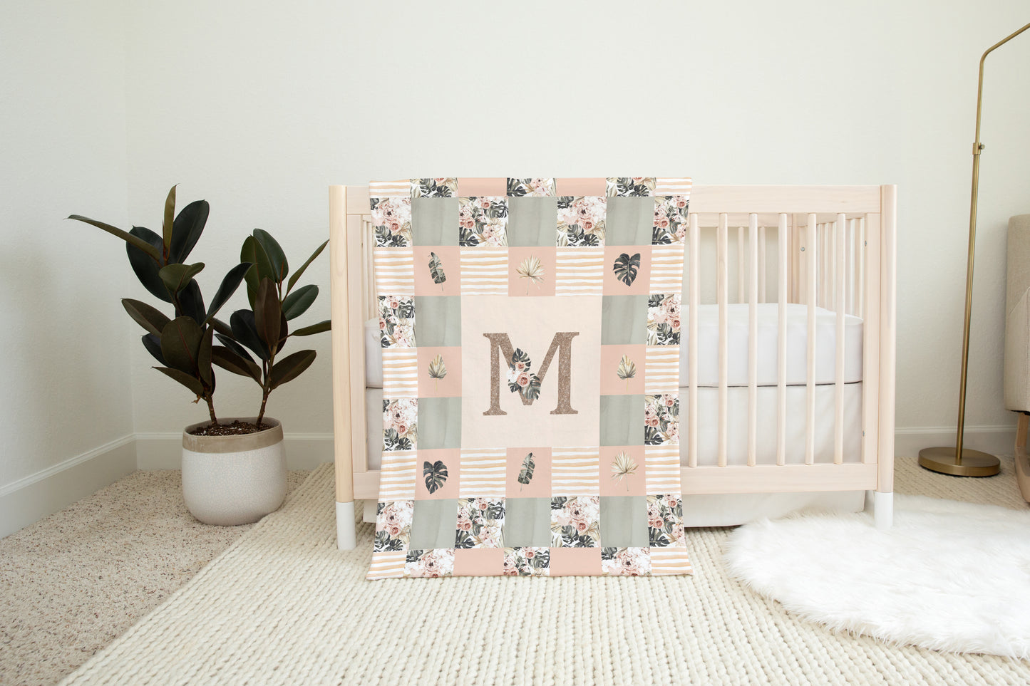 Modern Tropics Quilt Inspired Monogrammed Blanket