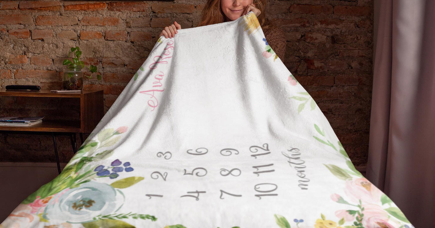 Summer Meadow Milestone Blanket for Girl